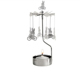 Carrousel waxinelichtje zilver nijntje op de fiets