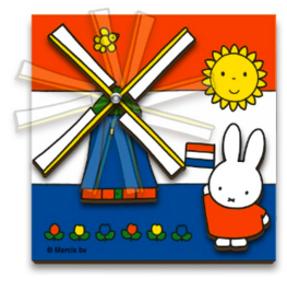 nijntje houten 3D magneet - Holland windmolen (draaiende wieken)