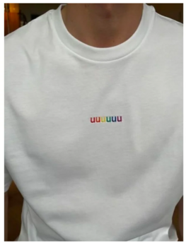 T-shirt UUUUUU wit regenboog - S