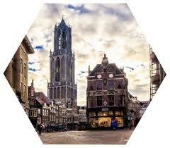 Hexagonprint 'De Dom vanaf de Stadhuisbrug'