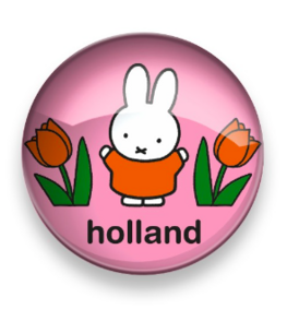 Glasmagneet nijntje &amp; tulpen roze