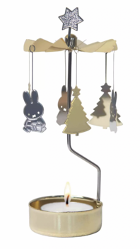 Carrousel waxinelichtje zilver nijntje Kerstmis