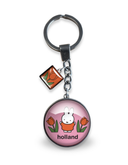 miffy keychain glass pink tulips - 3 cm