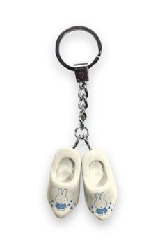 nijntje sleutelhanger houten dubbele klomp wit - 4 cm