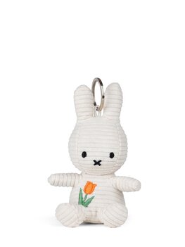 nijntje sleutelhanger corduroy wit met tulp - 10 cm