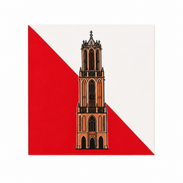 Vierkante Domtoren sticker 8x8 cm 