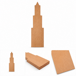 Plank Domtoren van Beukenhout &ndash; 39,5 &times; 11 &times; 1,6 cm