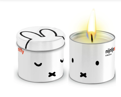 Tea light candle in a tin miffy snout