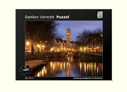 Donker Utrecht puzzel Zandbrug, Oudegracht en Domtoren