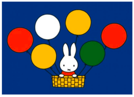 miffy postcard with envelop miffy in a hot air balloon 
