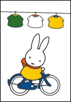 miffy postcard on the bicycle with clothesline
