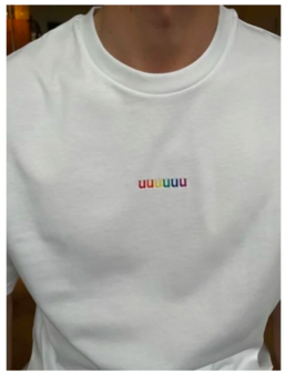 T-shirt UUUUUU white rainbow L