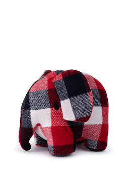 Elephant check cuddly toy red/blue 23 cm