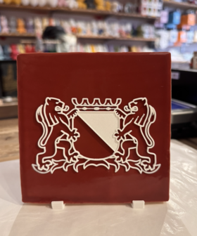 3D tile coat of arms of Utrecht white-red 13x13 studio Revel&#039;d