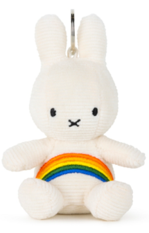 nijntje knuffel wit met regenboog  sleutelhanger 10 cm