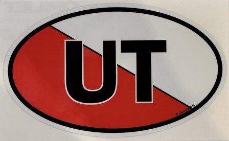 Utrecht sticker stadsvlag 6 cm met UT tekst 