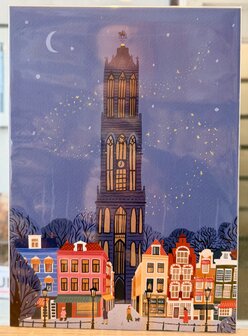 Prentenboek poster Domtoren in de nacht - A4 