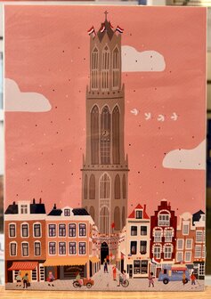 Prentenboek poster Domtoren in de lente - A4