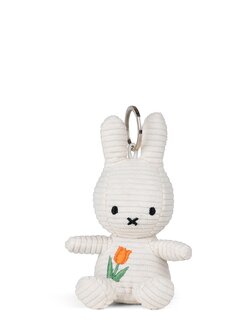 nijntje sleutelhanger corduroy wit met tulp - 10 cm