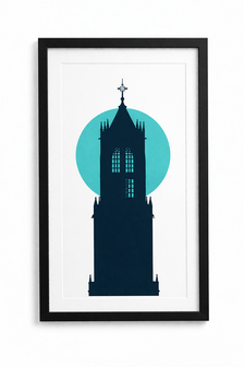Lucas van Hapert 23/50 zeefdruk Domtoren teal zon