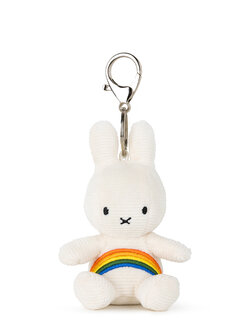 nijntje sleutelhanger wit &amp; regenboog - 10 cm (met karabijn haakje)