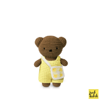  boris handmade en zijn pastel gele ruitjes overall + tasje