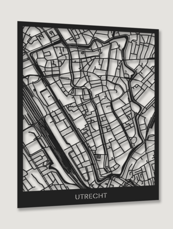 Linescapes plattegrond Utrecht 80/60 zwart/MDF