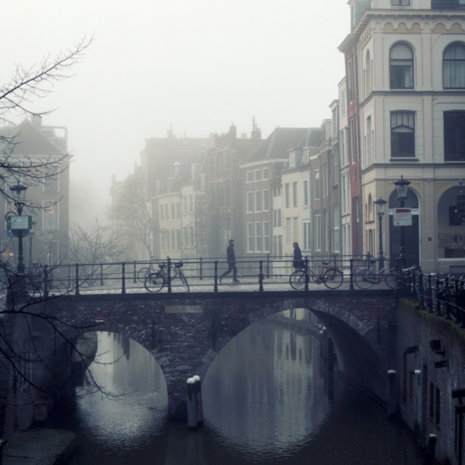 Utrecht 040 dibond onderzetter een mistige ochtend